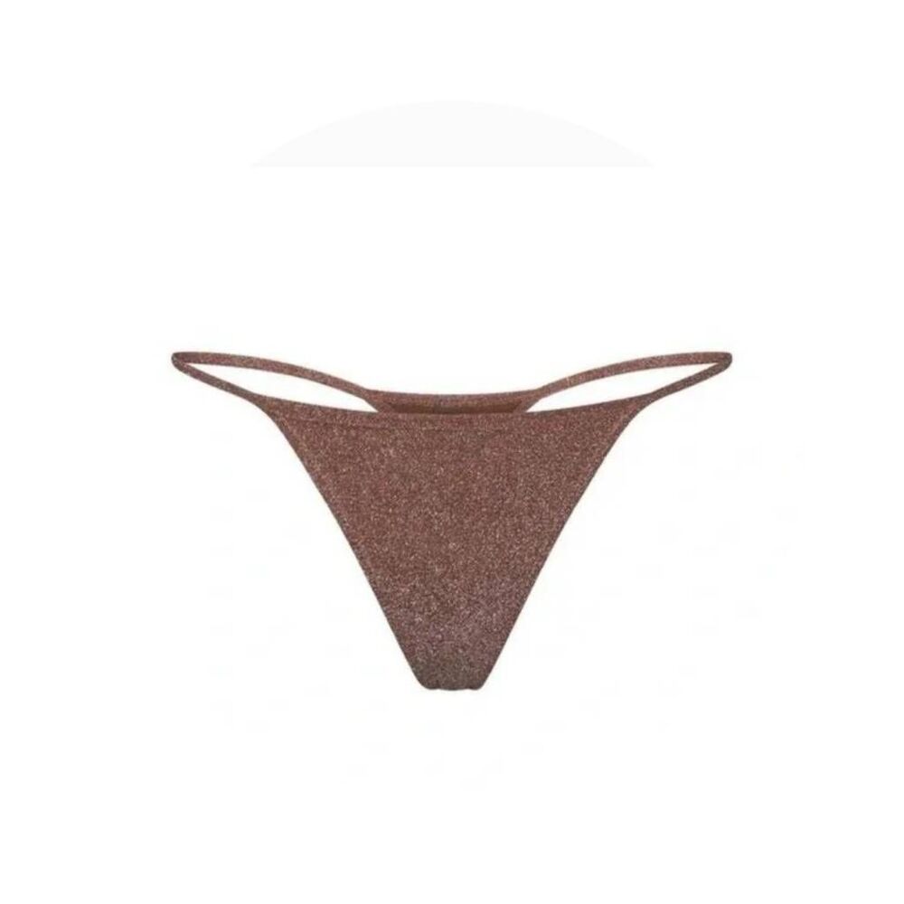 SKIMS Recycled Swim Glitter Bikini Bottom in Jasper